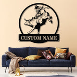 Custom Rodeo Metal Wall Art with Led Light - Cowboy Riding Horse LED Sign, Bedroom Rodeo Decor, Wall Decor, Horse Metal Light for Home or Bar