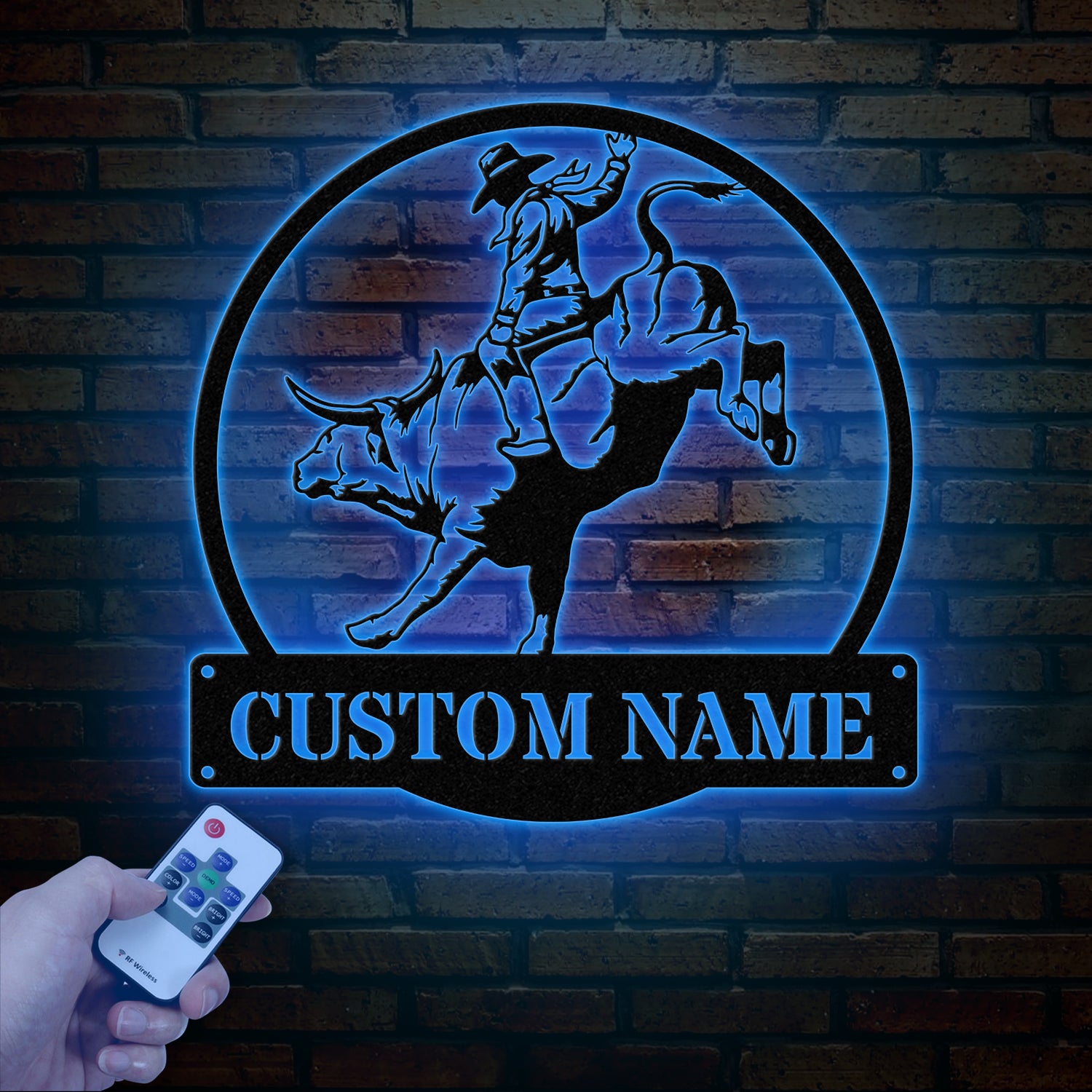 Custom Rodeo Metal Wall Art with Led Light - Cowboy Riding Horse LED Sign, Bedroom Rodeo Decor, Wall Decor, Horse Metal Light for Home or Bar