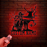 Personalized Deer Bow Hunting Name Metal Sign with Led Light, Deer Hunter Gift, Custom Last Name Sign, Man Cave Decor, Cabin Decor