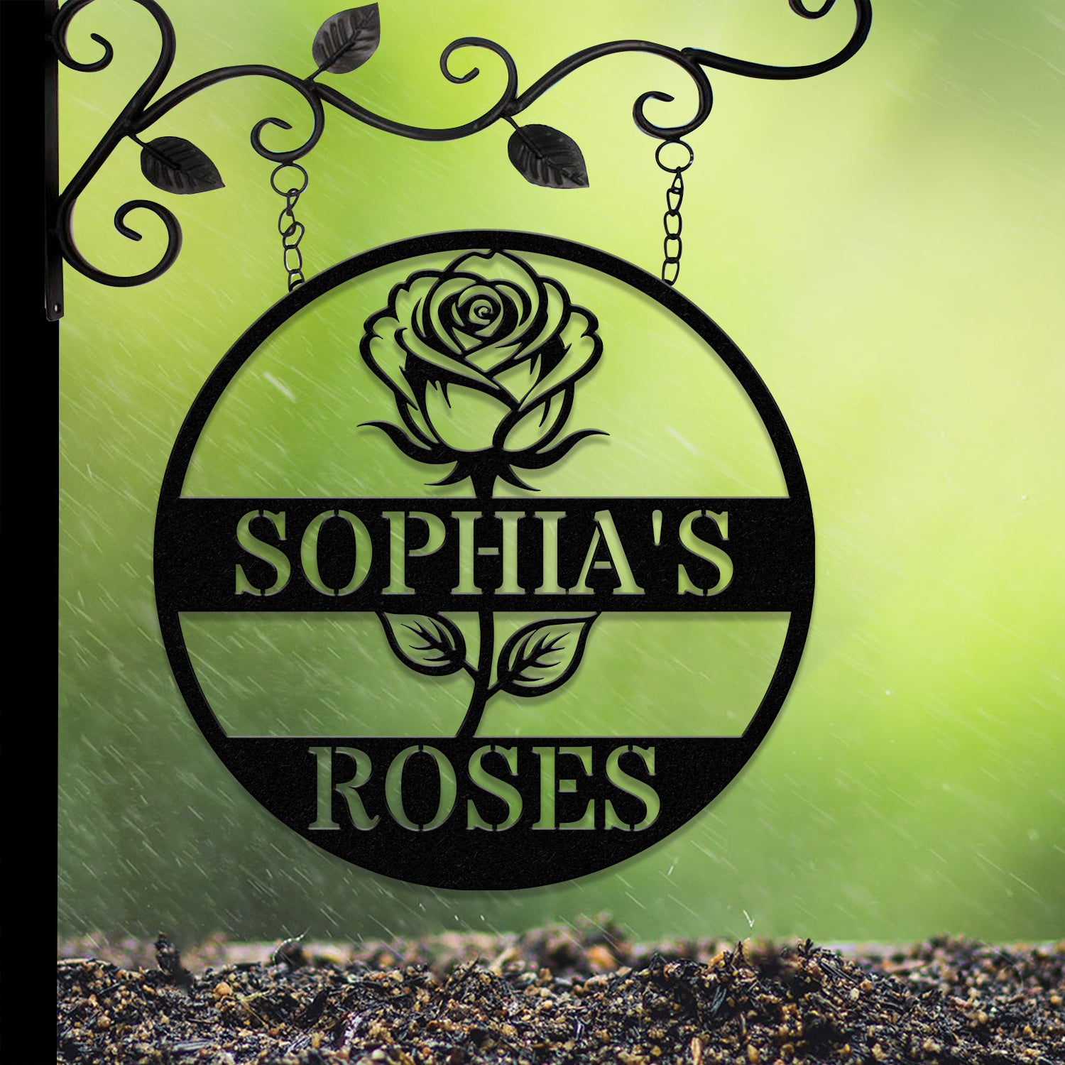 Custom Rose Garden Metal Wall Sign, Personalized Outdoor Garden Sign, Mom Roses Sign, Garden Hanging, Flower Bouquet Art, Gift for Her