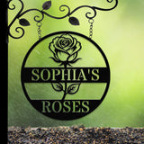Custom Rose Garden Metal Wall Sign, Personalized Outdoor Garden Sign, Mom Roses Sign, Garden Hanging, Flower Bouquet Art, Gift for Her