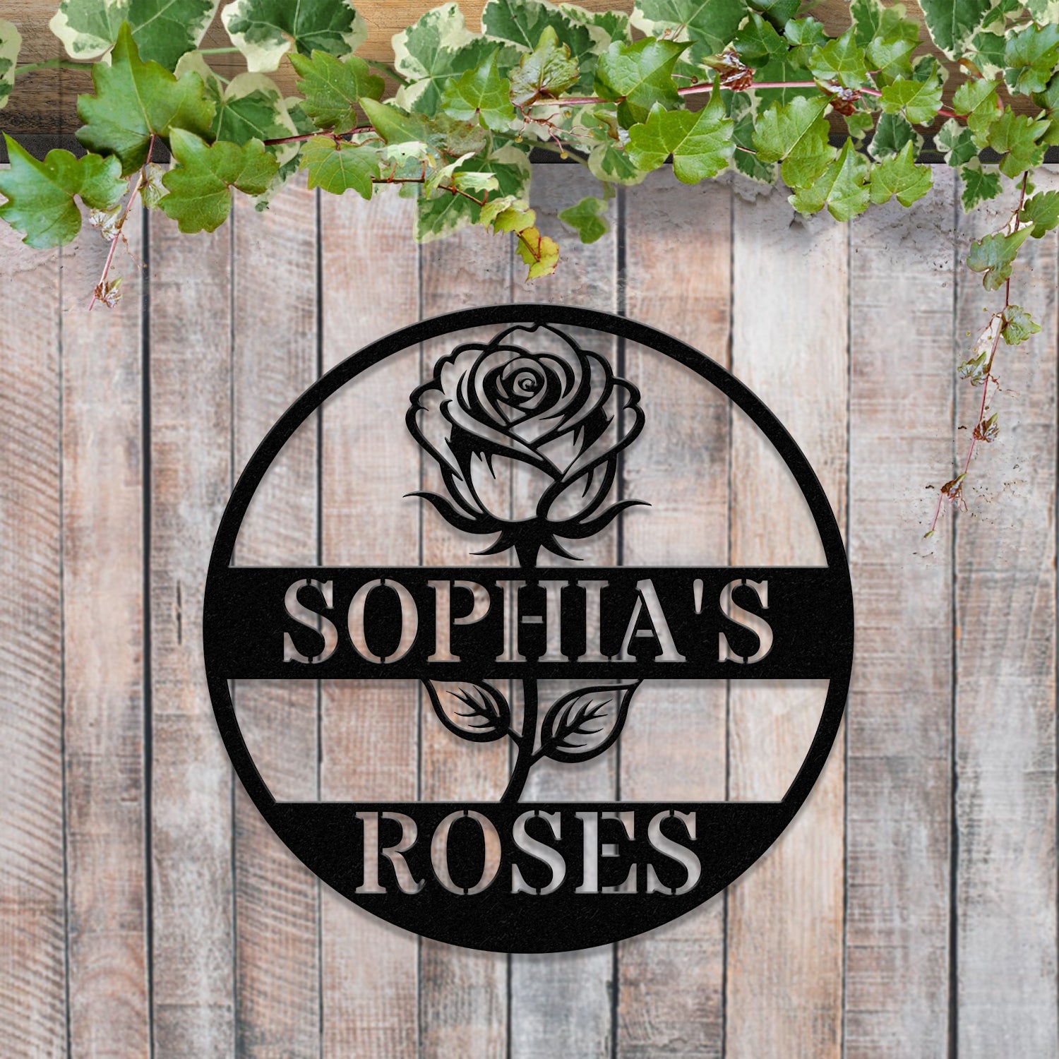 Custom Rose Garden Metal Wall Sign, Personalized Outdoor Garden Sign, Mom Roses Sign, Garden Hanging, Flower Bouquet Art, Gift for Her