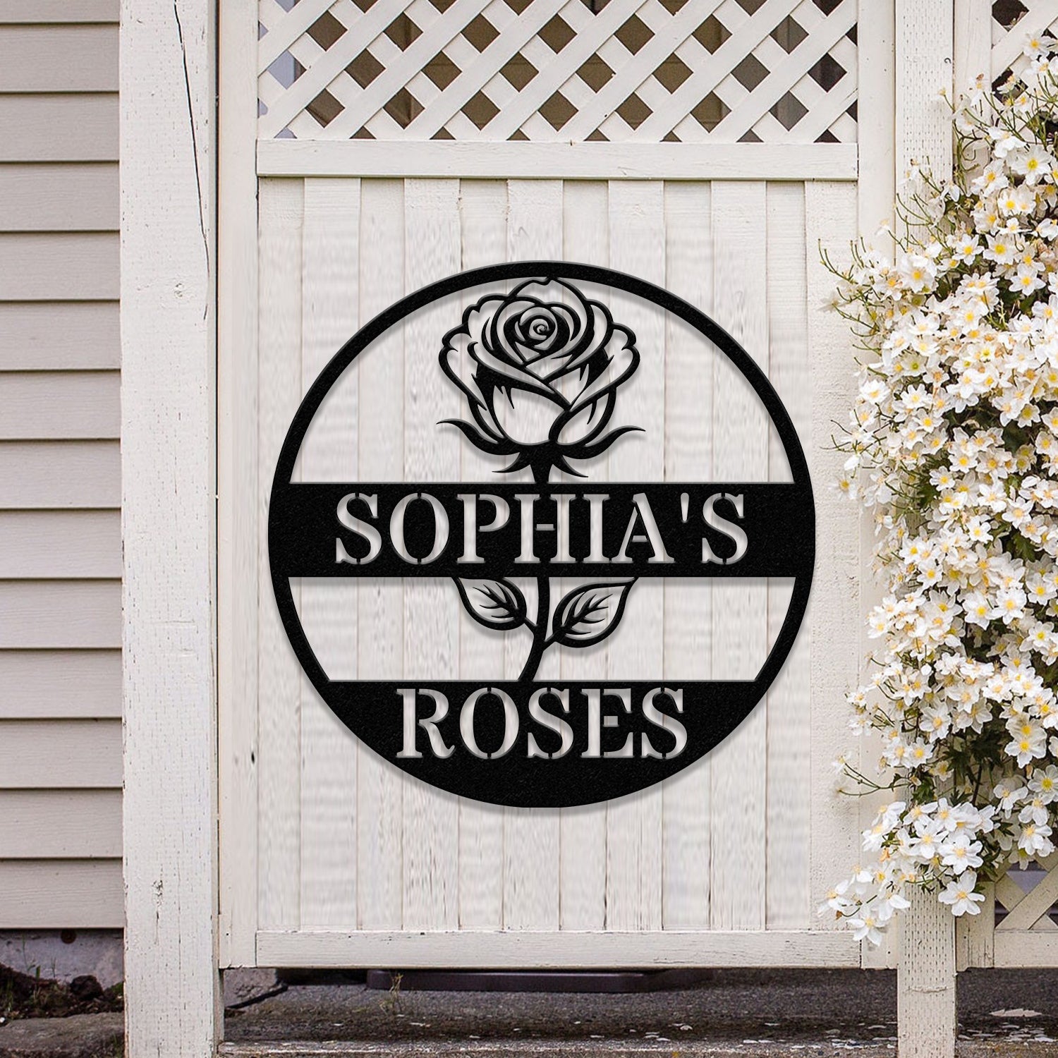 Custom Rose Garden Metal Wall Sign, Personalized Outdoor Garden Sign, Mom Roses Sign, Garden Hanging, Flower Bouquet Art, Gift for Her