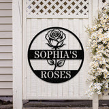 Custom Rose Garden Metal Wall Sign, Personalized Outdoor Garden Sign, Mom Roses Sign, Garden Hanging, Flower Bouquet Art, Gift for Her