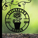 Custom Rose Garden Metal Wall Sign, Personalized Outdoor Garden Sign, Mom Roses Sign, Garden Hanging, Flower Bouquet Art, Gift for Her