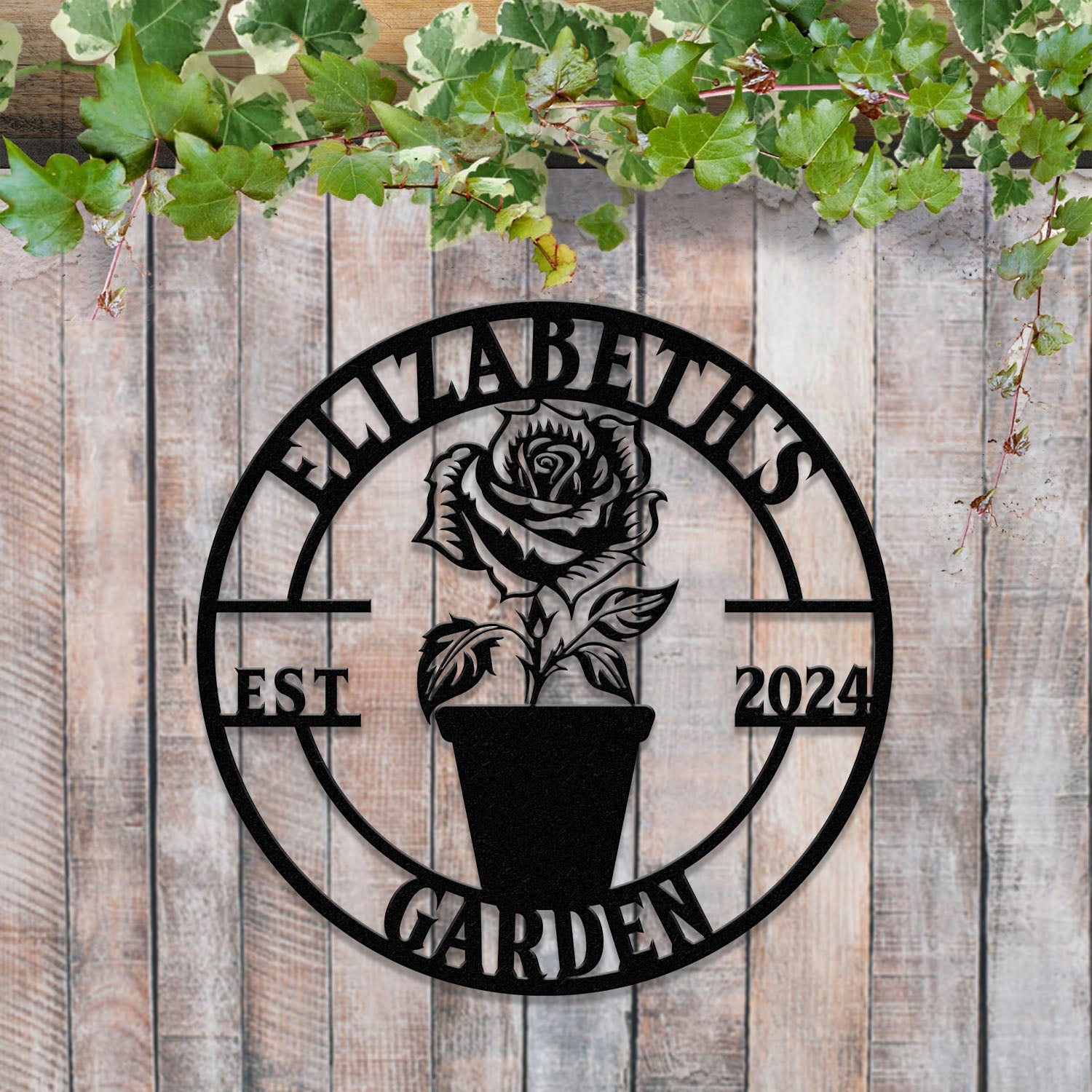 Custom Rose Garden Metal Wall Sign, Personalized Outdoor Garden Sign, Mom Roses Sign, Garden Hanging, Flower Bouquet Art, Gift for Her