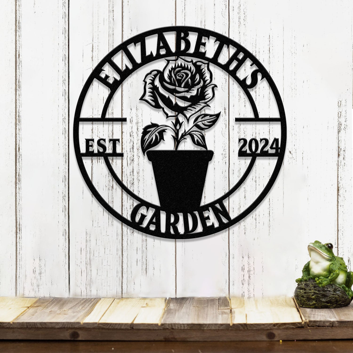 Custom Rose Garden Metal Wall Sign, Personalized Outdoor Garden Sign, Mom Roses Sign, Garden Hanging, Flower Bouquet Art, Gift for Her