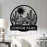Cactus Desert Custom Metal Sign with LED Lights – Personalized Desert Cactus Wall Art – Southwest Desert Wall Decor for Patio