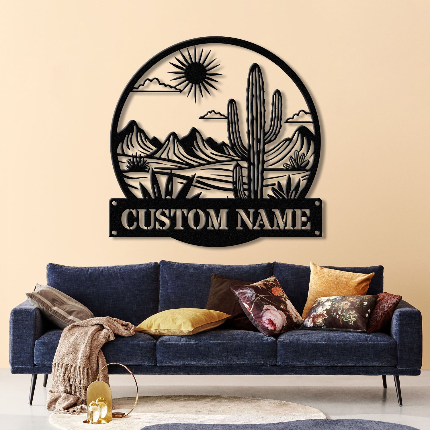 Custom Cactus Metal Sign with LED Lights, Personalized Cactus Name Wall Art, Metal Cactus Decor & Gifts for Cactus Lovers, Housewarming Gift