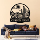 Custom Cactus Metal Sign with LED Lights, Personalized Cactus Name Wall Art, Metal Cactus Decor & Gifts for Cactus Lovers, Housewarming Gift