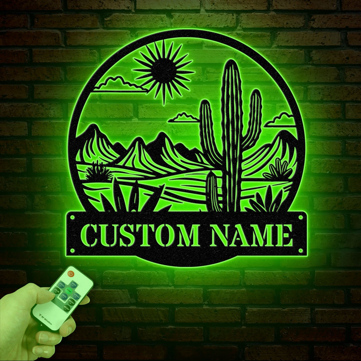 Custom Cactus Metal Sign with LED Lights, Personalized Cactus Name Wall Art, Metal Cactus Decor & Gifts for Cactus Lovers, Housewarming Gift