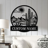 Custom Cactus Metal Sign with LED Lights, Personalized Cactus Name Wall Art, Metal Cactus Decor & Gifts for Cactus Lovers, Housewarming Gift
