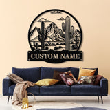 Custom Cactus Metal Sign with LED Lights, Personalized Cactus Name Wall Art, Metal Cactus Decor & Gifts for Cactus Lovers, Housewarming Gift