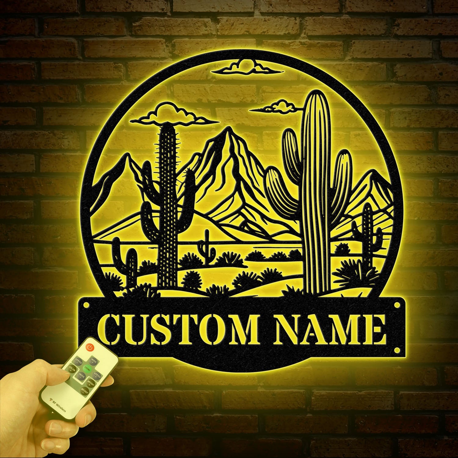 Custom Cactus Metal Sign with LED Lights, Personalized Cactus Name Wall Art, Metal Cactus Decor & Gifts for Cactus Lovers, Housewarming Gift