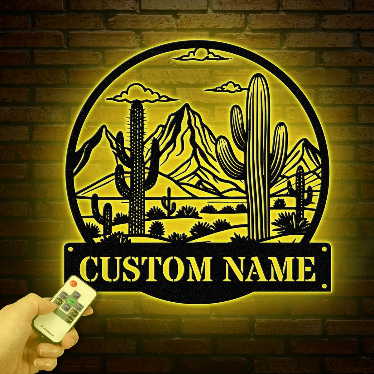 Custom Cactus Metal Sign with LED Lights, Personalized Cactus Name Wall Art, Metal Cactus Decor & Gifts for Cactus Lovers, Housewarming Gift