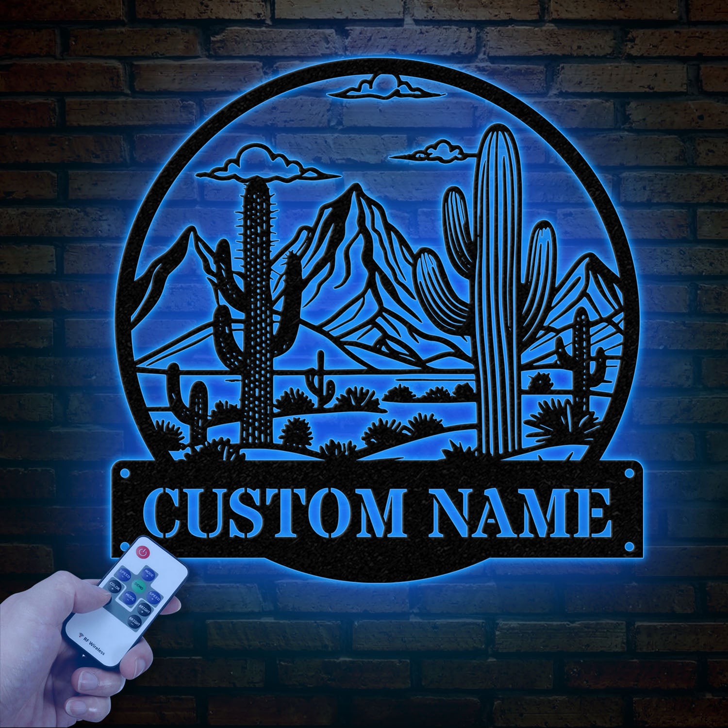 Custom Cactus Metal Sign with LED Lights, Personalized Cactus Name Wall Art, Metal Cactus Decor & Gifts for Cactus Lovers, Housewarming Gift