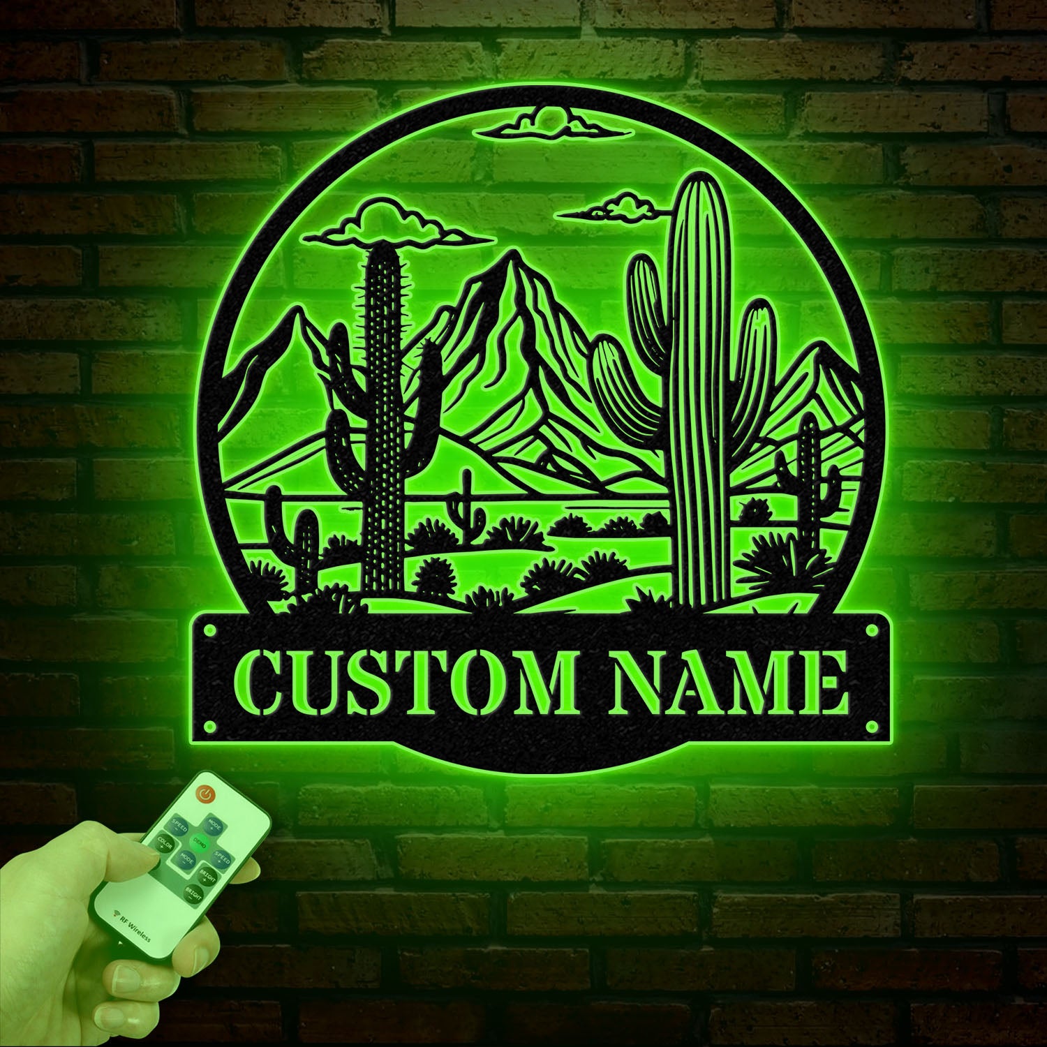 Custom Cactus Metal Sign with LED Lights, Personalized Cactus Name Wall Art, Metal Cactus Decor & Gifts for Cactus Lovers, Housewarming Gift