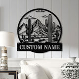 Custom Cactus Metal Sign with LED Lights, Personalized Cactus Name Wall Art, Metal Cactus Decor & Gifts for Cactus Lovers, Housewarming Gift
