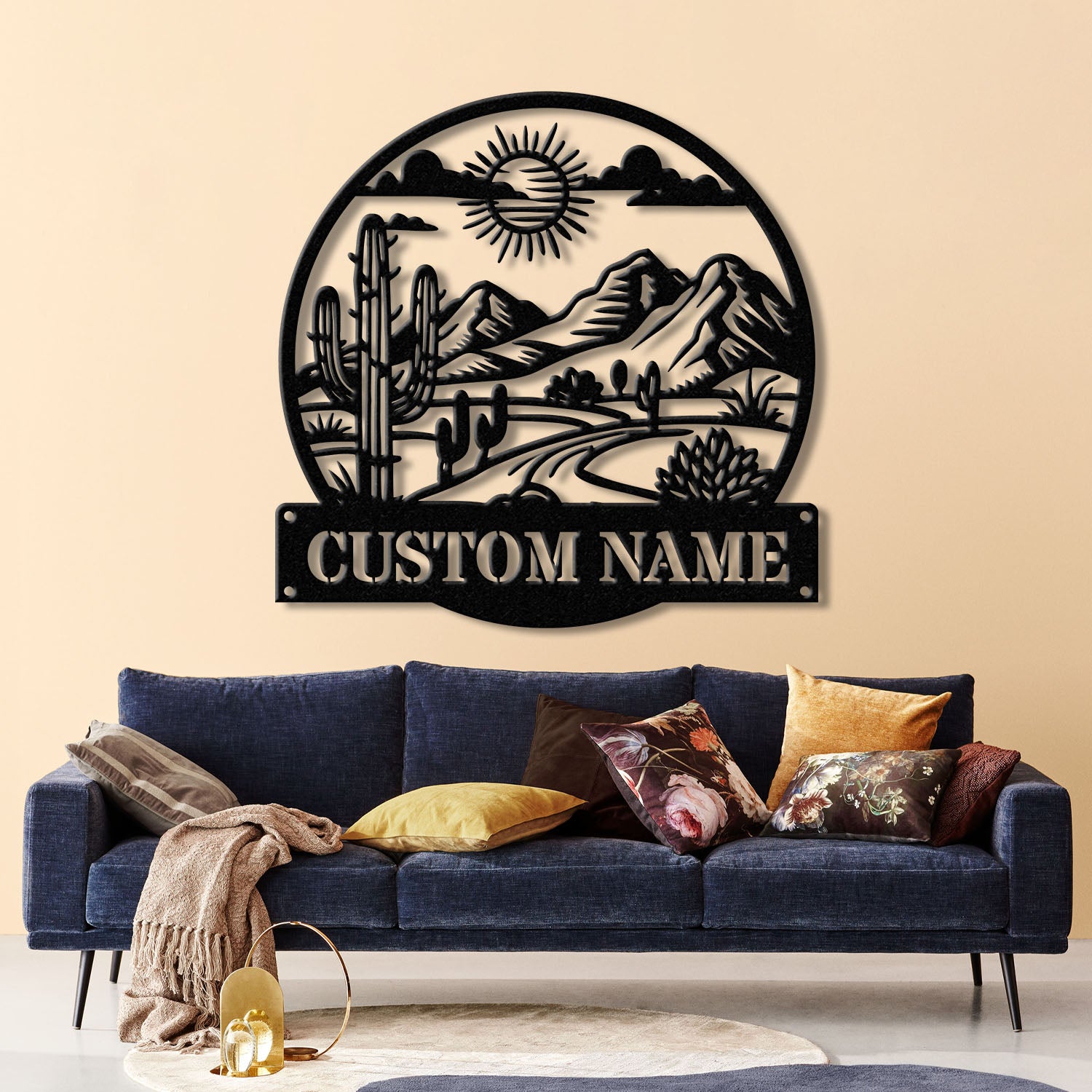 Custom Cactus Metal Sign with LED Lights, Personalized Cactus Name Wall Art, Metal Cactus Decor & Gifts for Cactus Lovers, Housewarming Gift