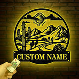 Custom Cactus Metal Sign with LED Lights, Personalized Cactus Name Wall Art, Metal Cactus Decor & Gifts for Cactus Lovers, Housewarming Gift