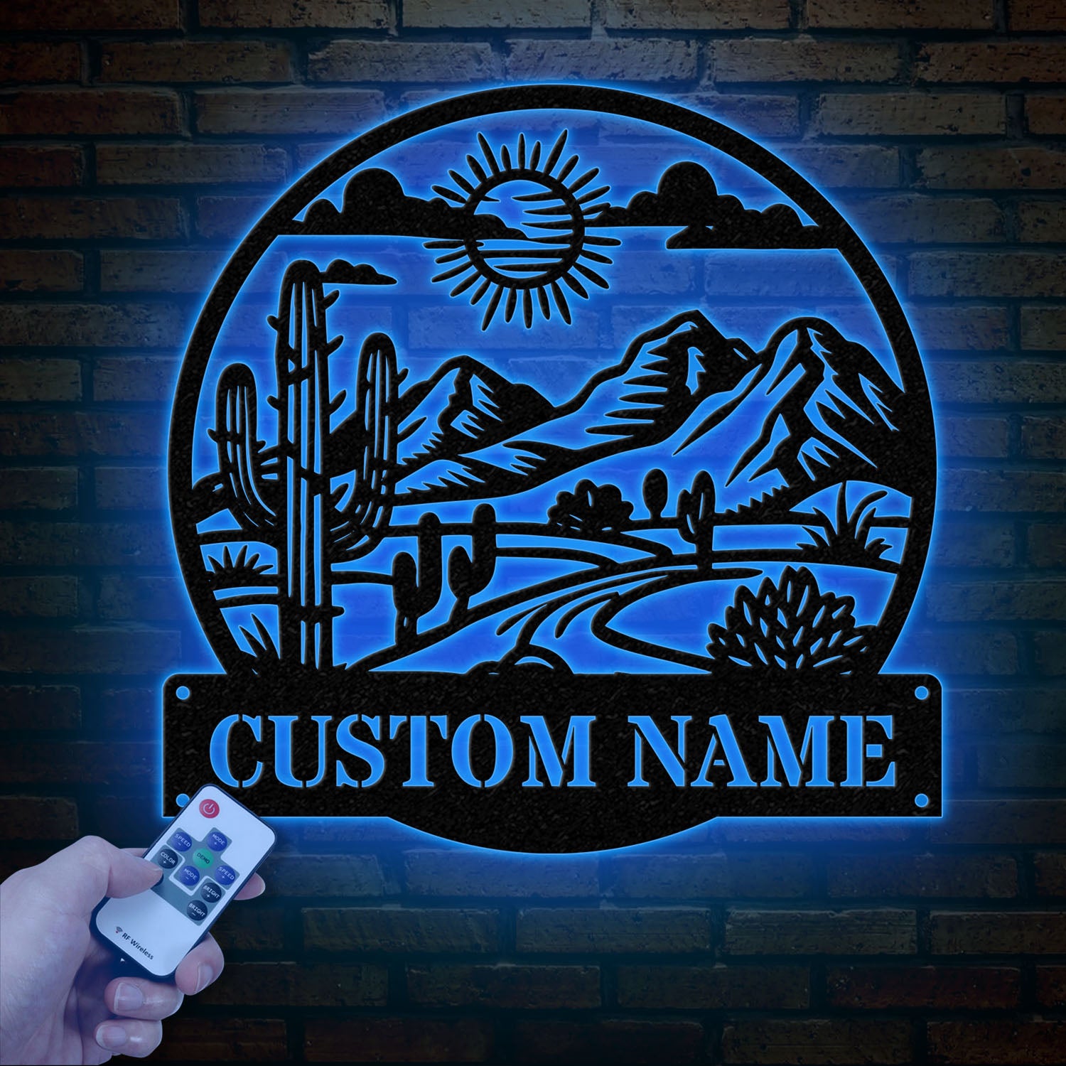 Custom Cactus Metal Sign with LED Lights, Personalized Cactus Name Wall Art, Metal Cactus Decor & Gifts for Cactus Lovers, Housewarming Gift
