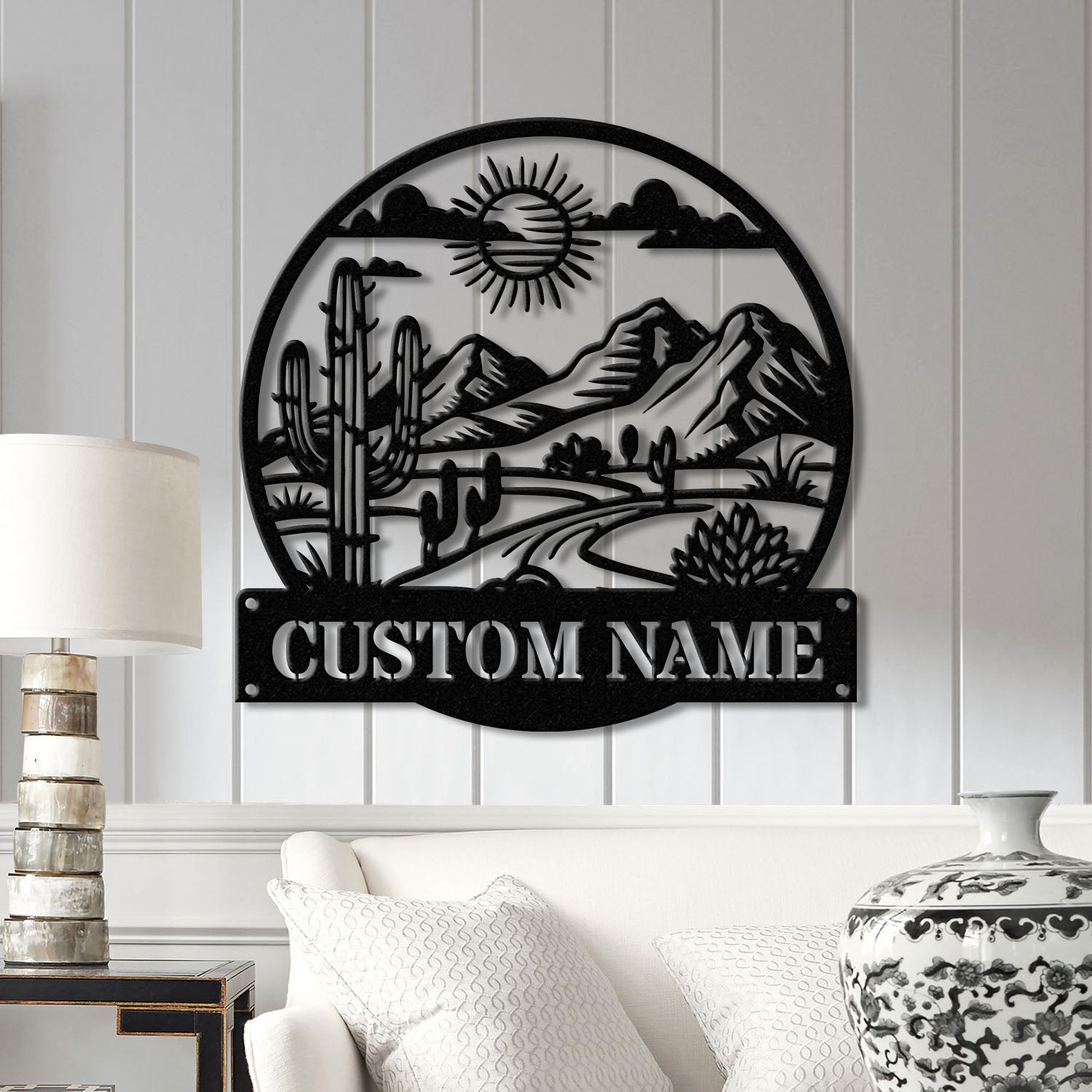 Custom Cactus Metal Sign with LED Lights, Personalized Cactus Name Wall Art, Metal Cactus Decor & Gifts for Cactus Lovers, Housewarming Gift