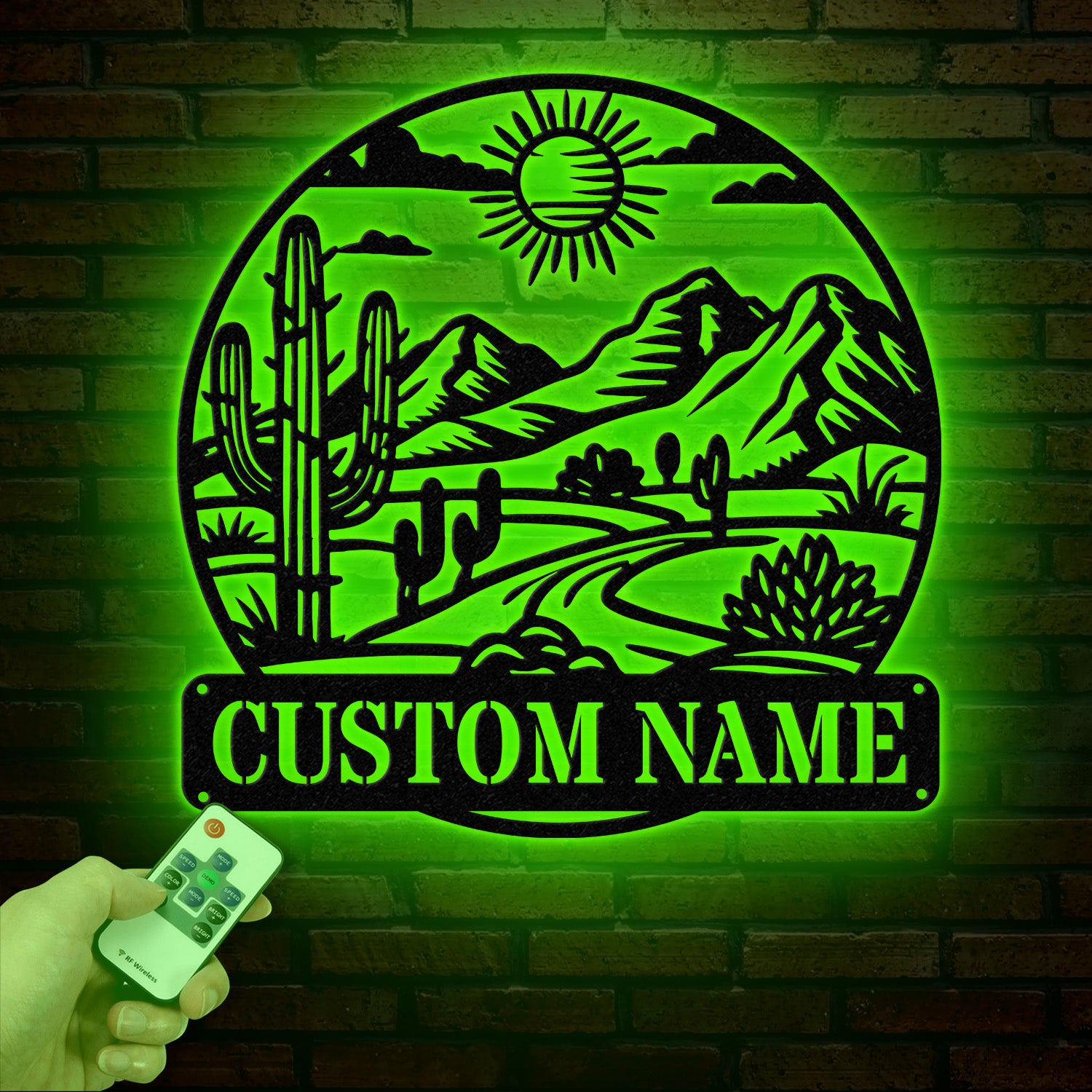 Cactus Desert Custom Metal Sign with LED Lights – Personalized Desert Cactus Wall Art – Southwest Desert Wall Decor for Patio