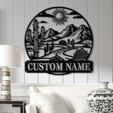 Cactus Desert Custom Metal Sign with LED Lights – Personalized Desert Cactus Wall Art – Southwest Desert Wall Decor for Patio