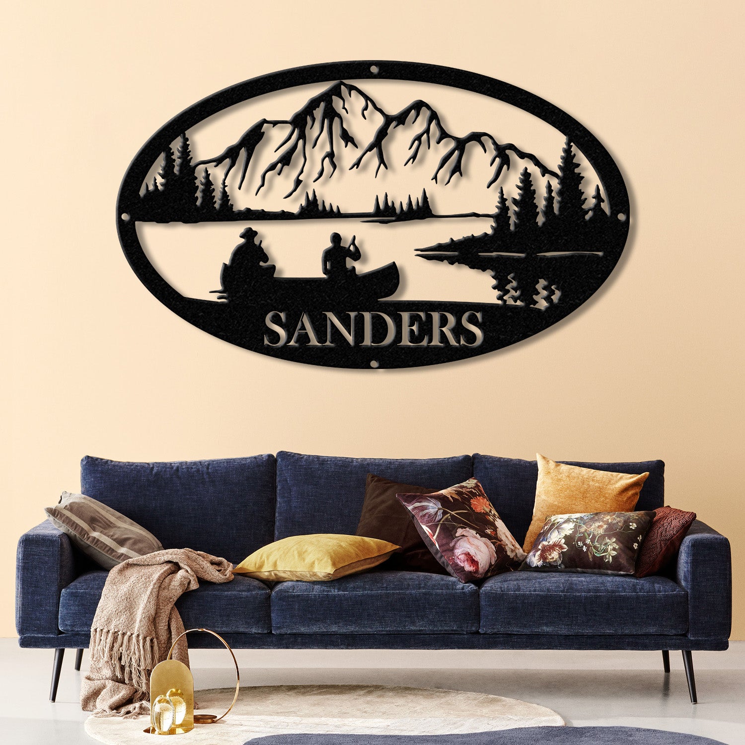 Personalized Lake House Metal Sign with LED Lights – Custom Lake House Name Sign – Forest Lake Wall Art & Camping Decor for Front Porch