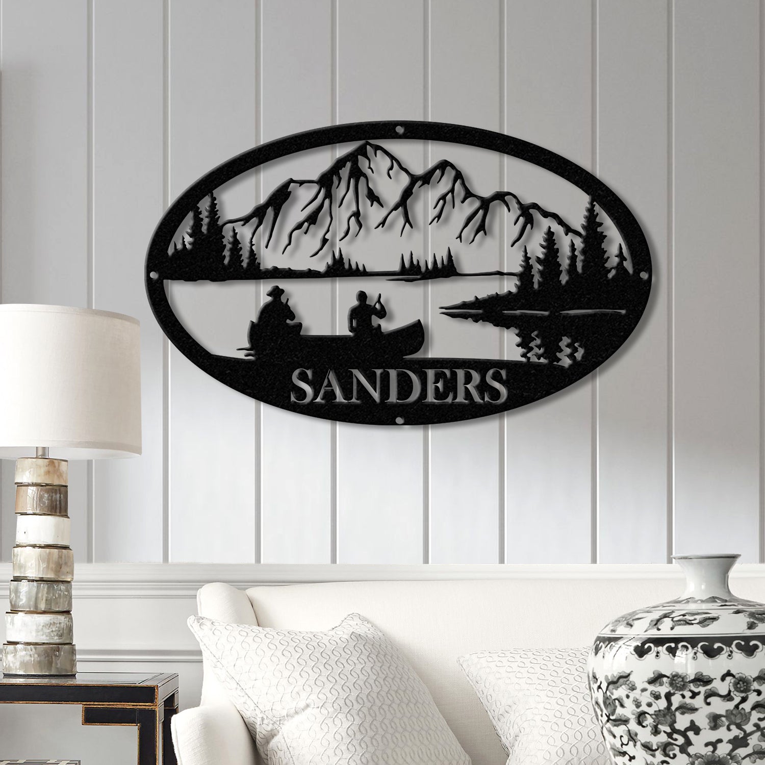 Personalized Lake House Metal Sign with LED Lights – Custom Lake House Name Sign – Forest Lake Wall Art & Camping Decor for Front Porch