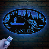 Personalized Fishing Metal Sign, Custom Bass Fish LED Wall Art, Outdoor Fishing Cabin Decor, Fisherman Name Sign, Gift for Fishing Lovers