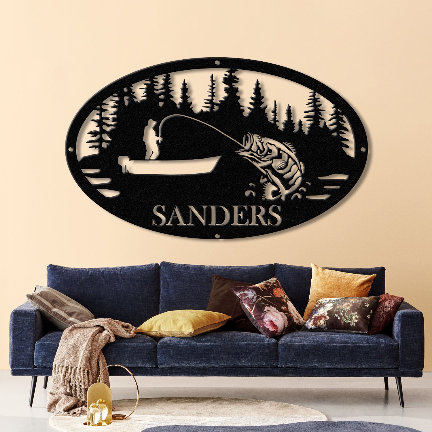 Personalized Fishing Metal Sign, Custom Bass Fish LED Wall Art, Outdoor Fishing Cabin Decor, Fisherman Name Sign, Gift for Fishing Lovers