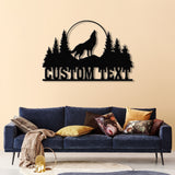 Personalized Wolf Howling Metal Cabin Sign, Custom Wolf Name Sign, Great Outdoor, Weatherproof Sign, Farm Sign, Custom Metal Cabin Sign