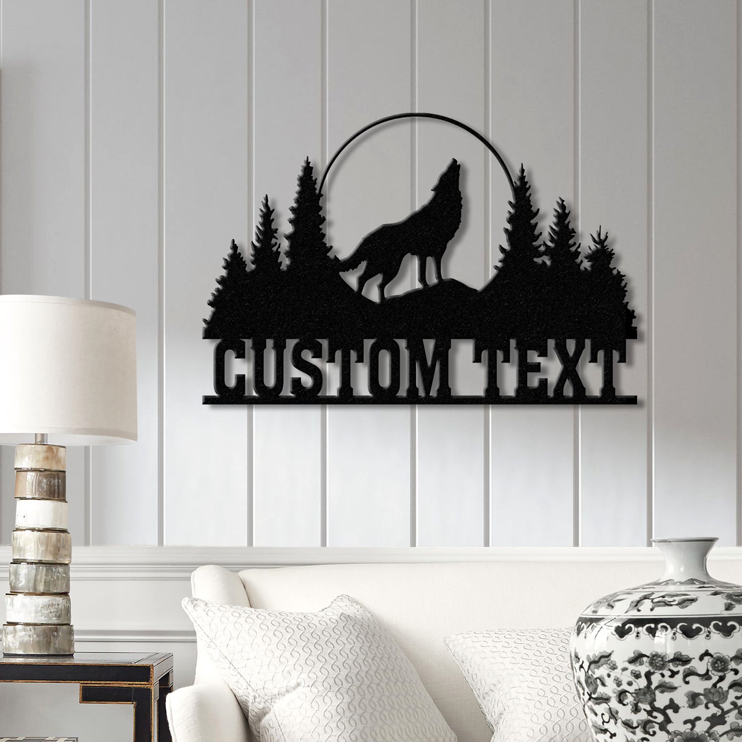 Personalized Wolf Howling Metal Cabin Sign, Custom Wolf Name Sign, Great Outdoor, Weatherproof Sign, Farm Sign, Custom Metal Cabin Sign