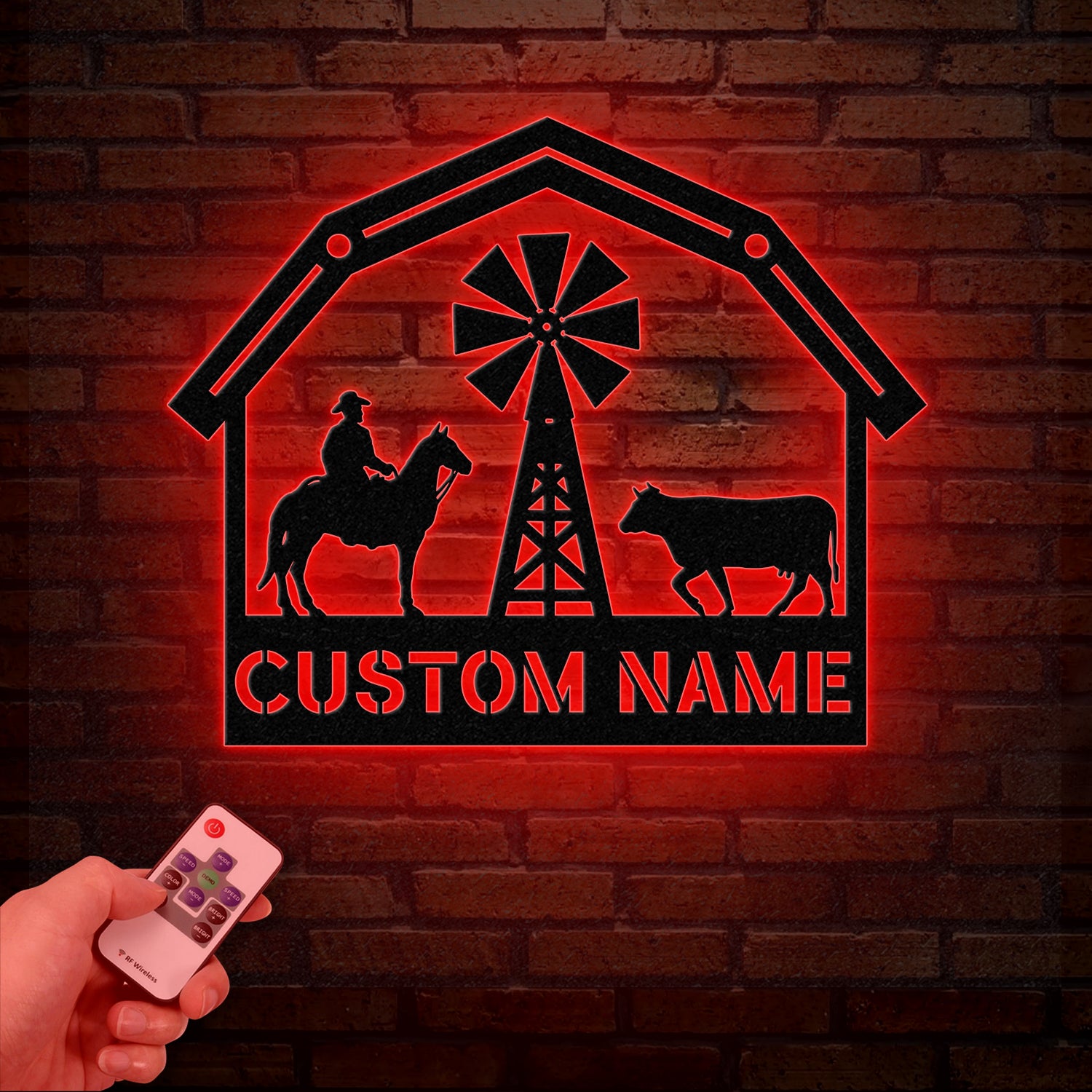 Personalized Farmhouse Metal Sign with Led Lights, Custom Metal Farm Wall Art, Farm Name sign, Metal Barn Sign, Farmer Gift, Christmas Gift