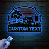 Personalized Farmhouse Metal Sign with Led Lights, Custom Metal Farm Wall Art, Farm Name sign, Metal Barn Sign, Farmer Gift, Christmas Gift