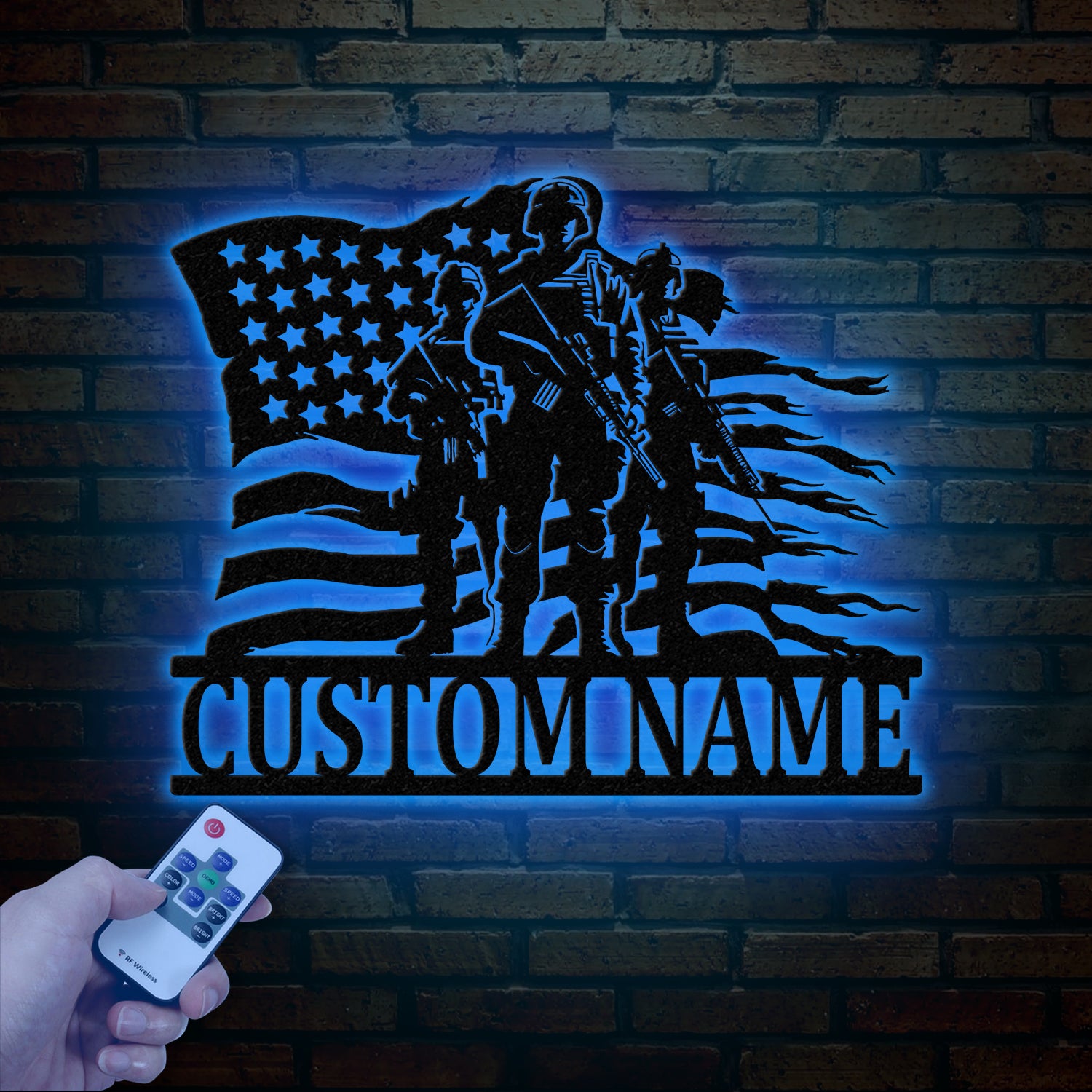Personalized US Soldier Metal Wall Art LED Light, Custom Military Name Sign, American Army Home Decor, Patriotic Wall Art, Gift for Veterans