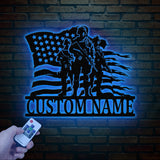 Personalized US Soldier Metal Wall Art LED Light, Custom Military Name Sign, American Army Home Decor, Patriotic Wall Art, Gift for Veterans