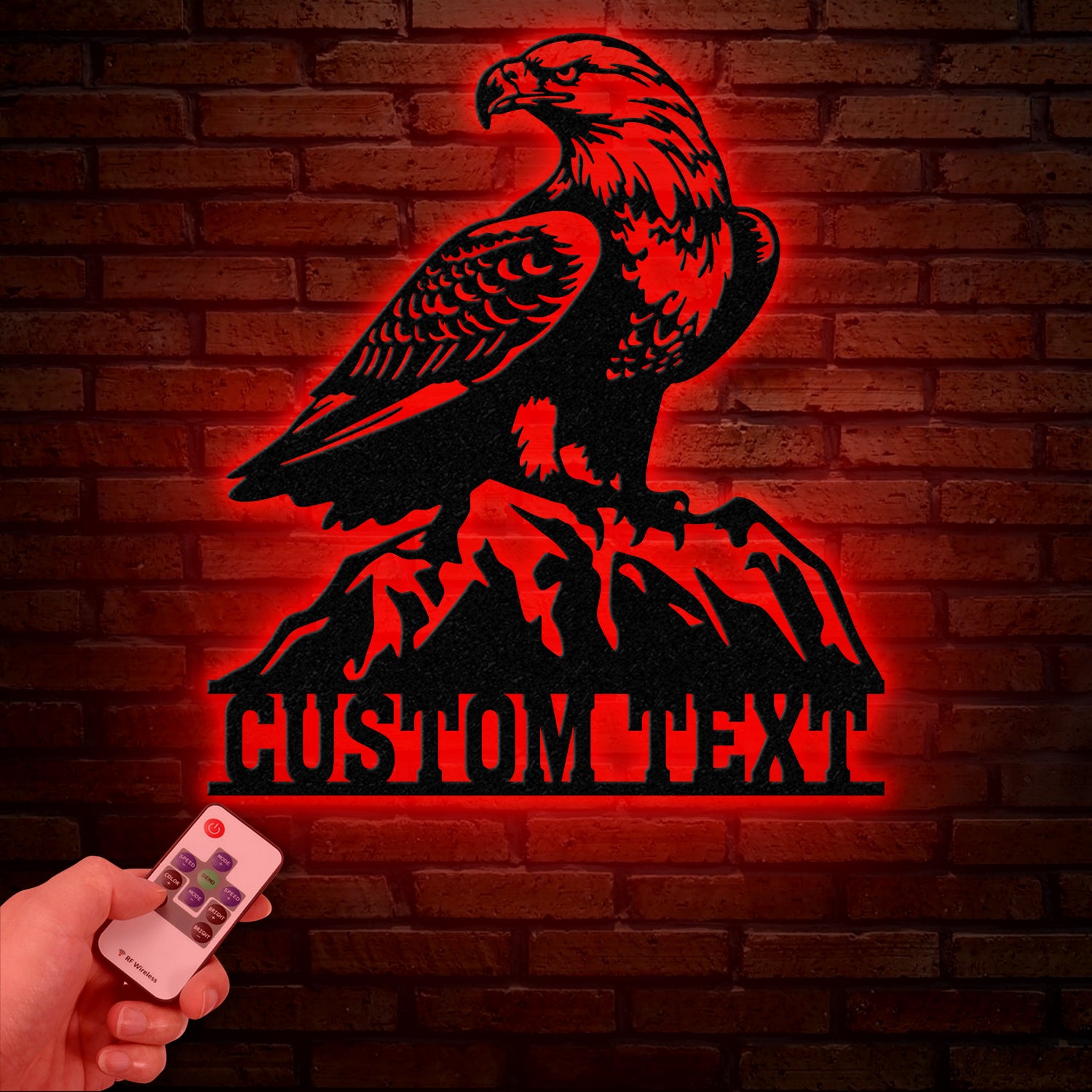 Custom Eagle Metal Wall Art with Lights, Personalized American Eagle Sign, Patriotic Wall Decor, Living Room Decor, Unique Veteran Gift