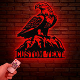Custom Eagle Metal Wall Art with Lights, Personalized American Eagle Sign, Patriotic Wall Decor, Living Room Decor, Unique Veteran Gift
