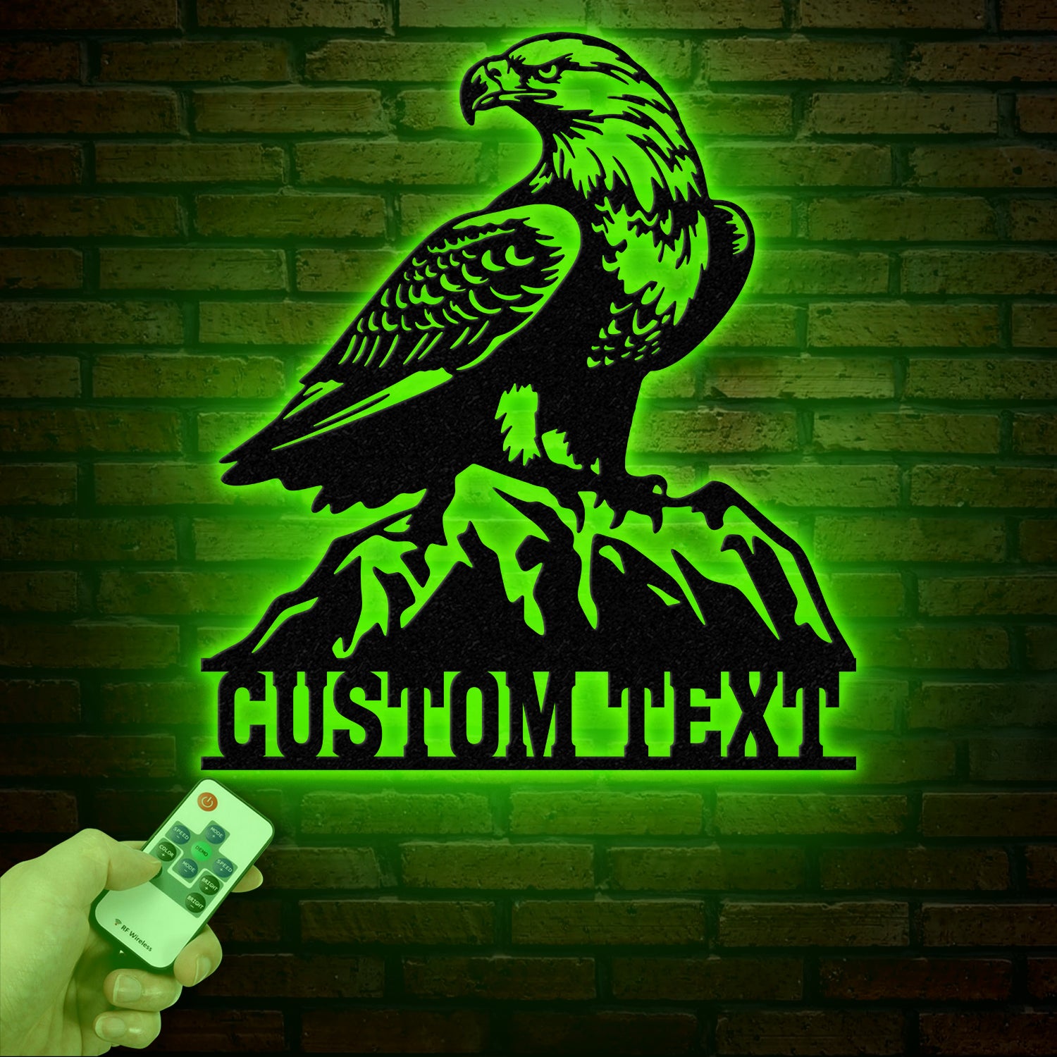 Custom Eagle Metal Wall Art with Lights, Personalized American Eagle Sign, Patriotic Wall Decor, Living Room Decor, Unique Veteran Gift