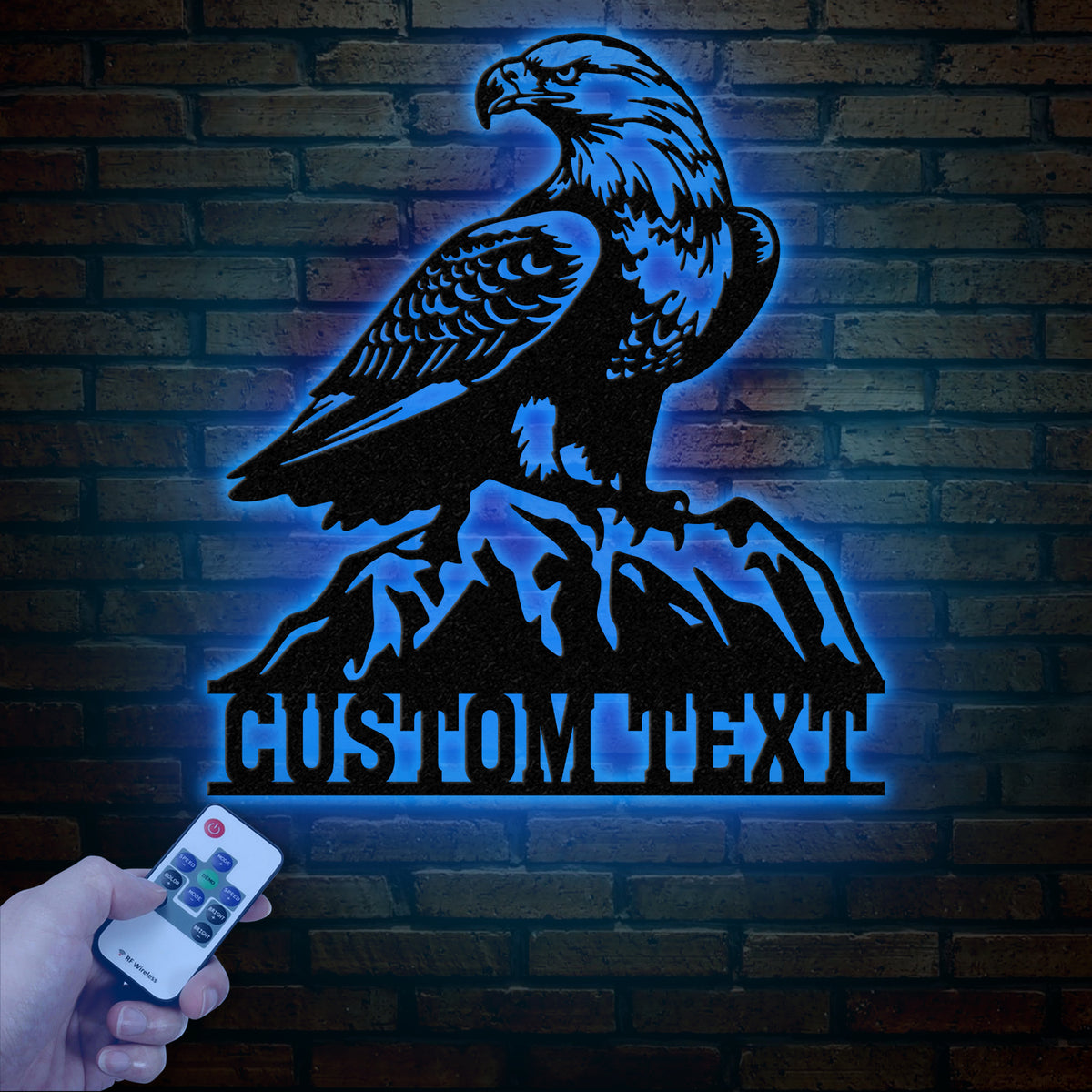 Custom Eagle Metal Wall Art with Lights, Personalized American Eagle Sign, Patriotic Wall Decor, Living Room Decor, Unique Veteran Gift