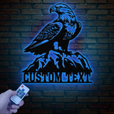 Custom Eagle Metal Wall Art with Lights, Personalized American Eagle Sign, Patriotic Wall Decor, Living Room Decor, Unique Veteran Gift