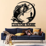 Custom Fishing Metal Sign with Led Lights, Fish name Sign, Personalized Fish Wall Art, Gift for Fisherman, Fishing Wall Decor, Gift For Dad