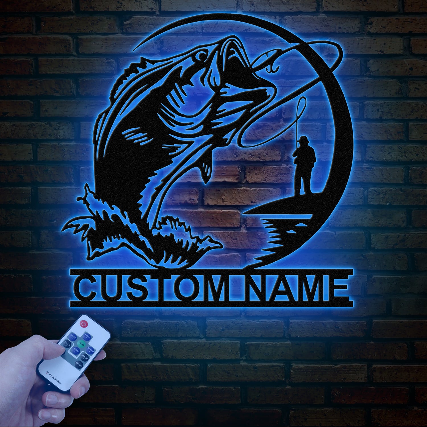 Custom Fishing Metal Sign with Led Lights, Fish name Sign, Personalized Fish Wall Art, Gift for Fisherman, Fishing Wall Decor, Gift For Dad