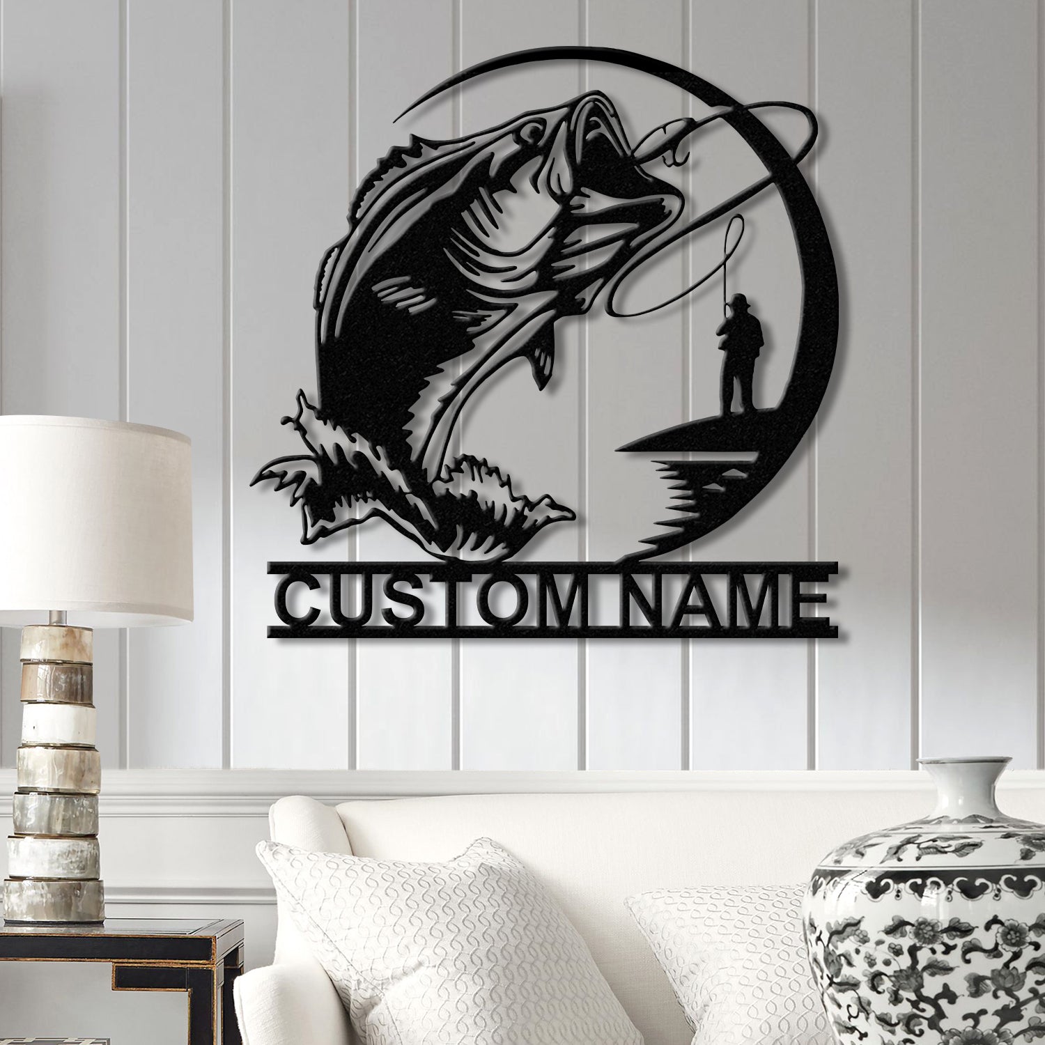Custom Fishing Metal Sign with Led Lights, Fish name Sign, Personalized Fish Wall Art, Gift for Fisherman, Fishing Wall Decor, Gift For Dad
