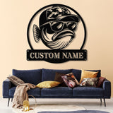 Personalized Fishing Metal Sign, Custom Funny Bass Fish LED Wall Art, Outdoor Fishing Cabin Decor, Fisherman Name Sign, Gift for Dad