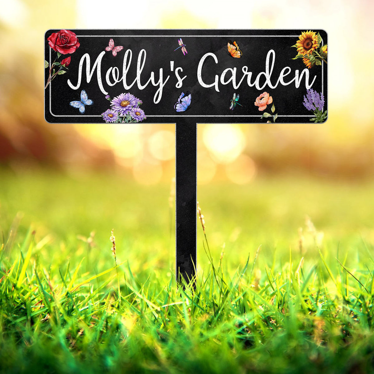 Personalized Garden Sign with Stake, Metal Flower Garden Sign, Custom Garden Stake, Family Garden Sign, Yard Decor, Gardener Gifts