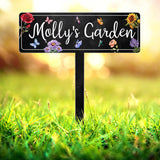 Personalized Garden Sign with Stake, Metal Flower Garden Sign, Custom Garden Stake, Family Garden Sign, Yard Decor, Gardener Gifts