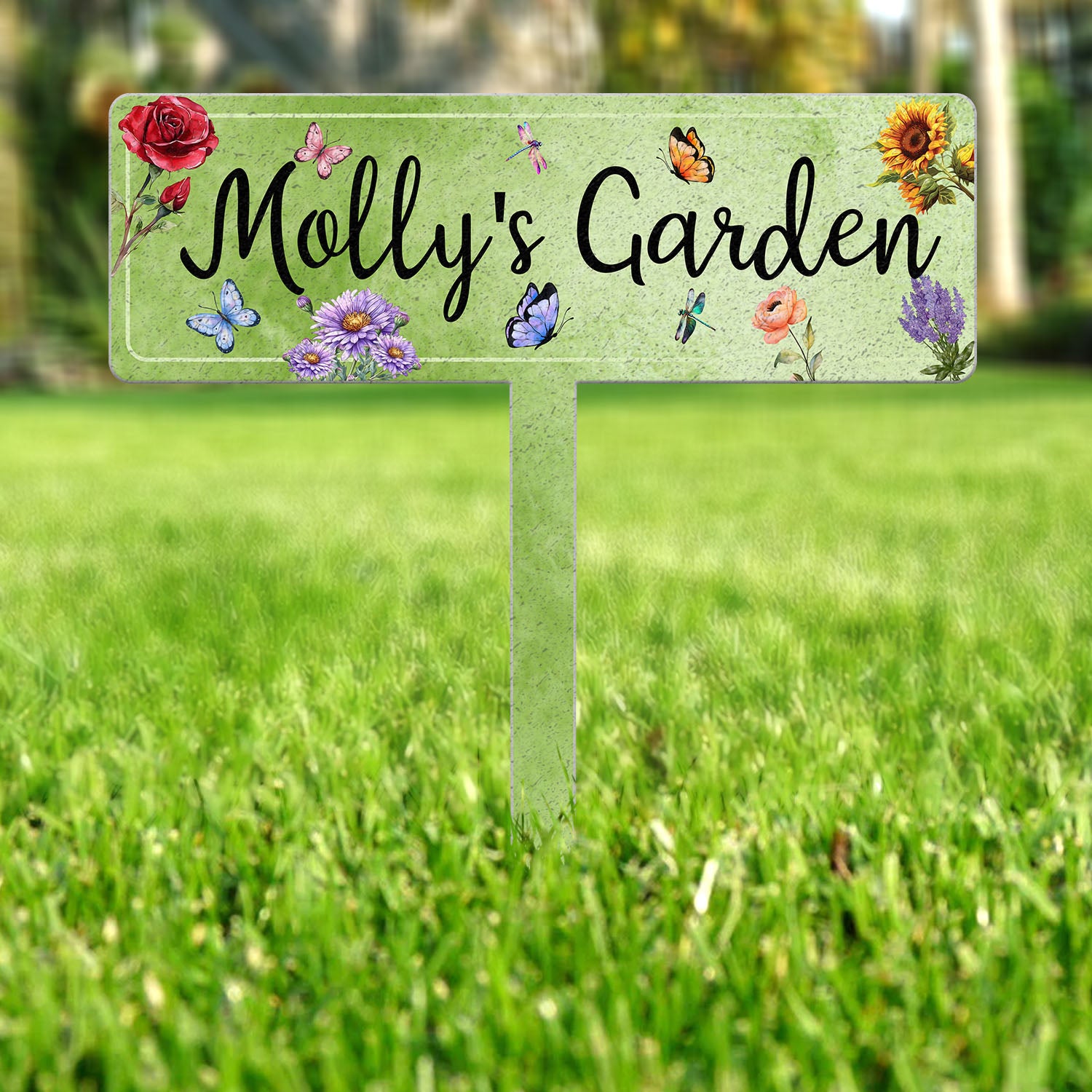 Personalized Garden Sign with Stake, Metal Flower Garden Sign, Custom Garden Stake, Family Garden Sign, Yard Decor, Gardener Gifts